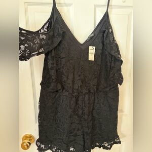 Express Black Lace Shorts jumpsuit